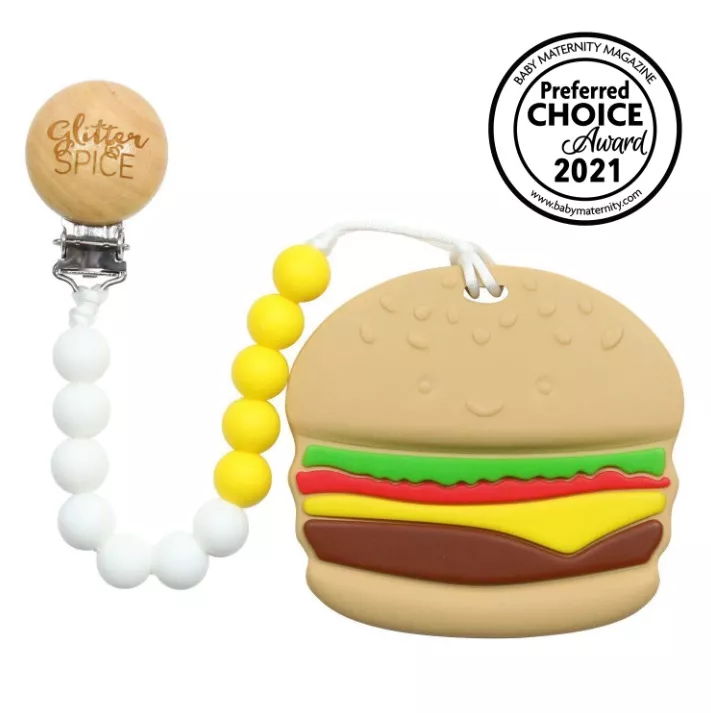 Glitter & Spice Burger Silicone Teether