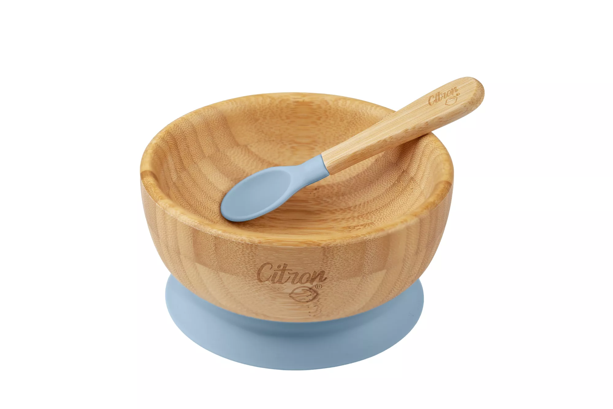 Citron Organic Bamboo 350 ML Suction Bowl and Spoon
