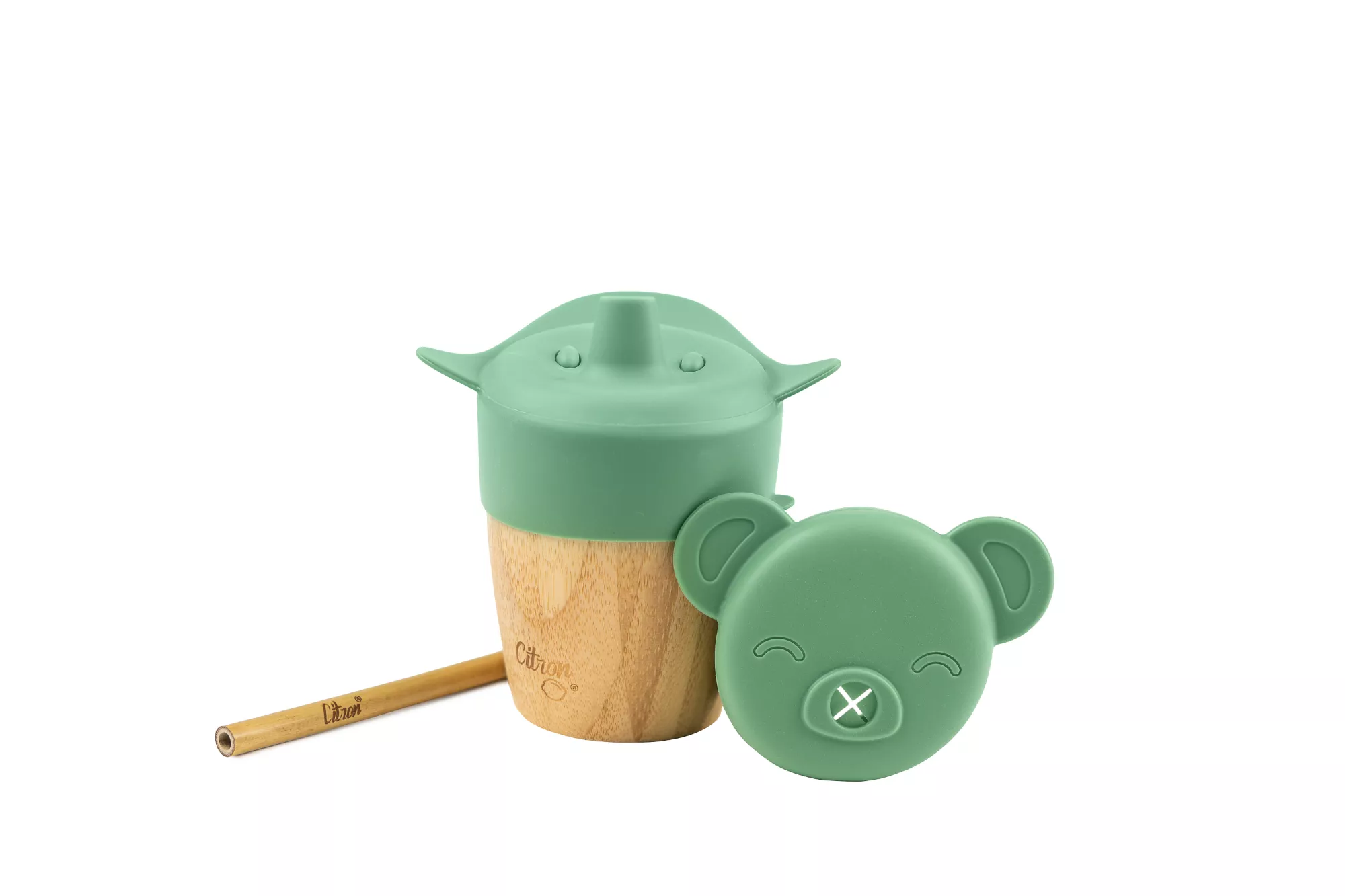 Citron Organic Bamboo Cup with lid and straw