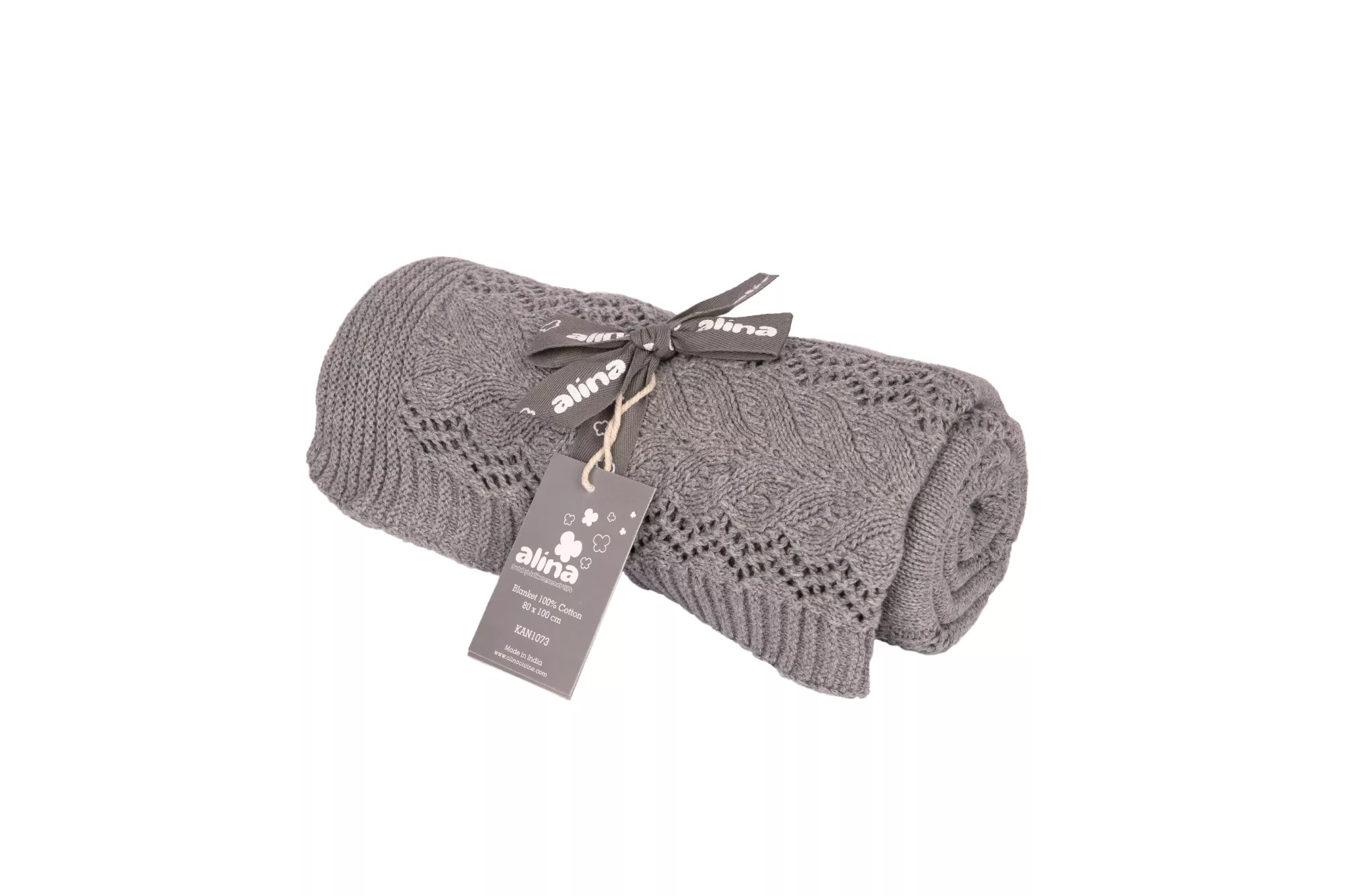 Alina 100% COTTON KNITTED  POINTELLE CABLE LIGHT GREY MELANGE 