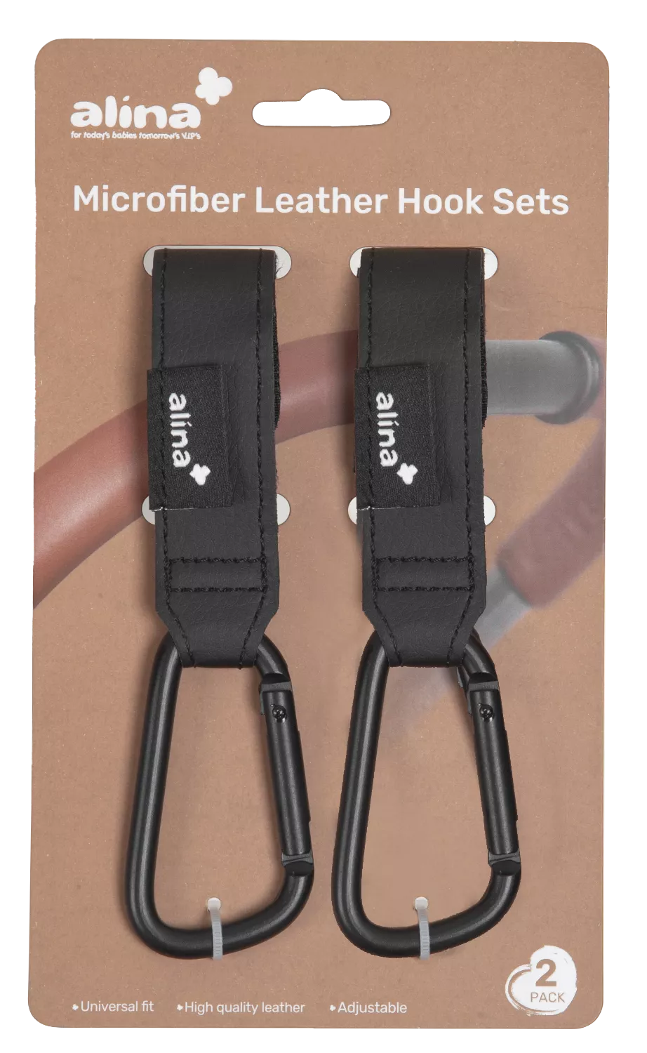 Alina Microfiber Leather Stroller hook sets - 2pcs
