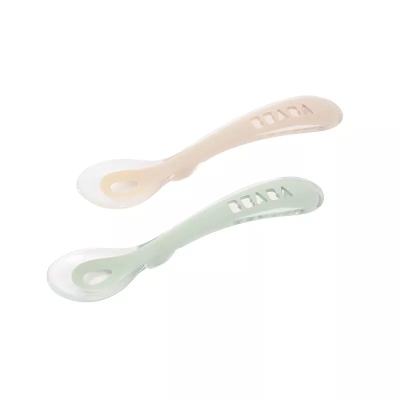 Beaba Set of 2 Second Age Silicone Spoons + Carrying Case